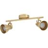 Eglo LED soffitto Seras, luce da soffitto con 2 faretti, barra orientabile, lampada da soffitto per soggiorno in acciaio in ottone spazzolato e oro, con lampadina GU10, bianco caldo