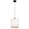 Eglo lampada a sospensione Surfleet, lampada sospesa per tavolo da pranzo a 1 luce, in tessuto e design nature, in lino beige, bambù e metallo nero, illuminazione per sala da pranzo, attacco E27
