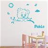 Ambiance Sticker Adesivo Nome Personalizzato Orsetto - Decorazione da Parete Camera Bambino 2 Fogli da 30 x 40 cm e 45 x 30 cm - Azzurro
