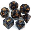 CREEBUY, Set di dadi poliedrici perlati neri per Dungeon e Dragons, D&D Pathfinder, dadi per giochi di ruolo, Set di dadi con D20 D12 D10 D9 D8 D6 D4