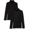 Amazon Essentials Dolcevita in Maglia a Costine a Maniche Lunghe dalla vestibilità Aderente (Disponibile in Taglie Forti) Donna, Pacco da 2, Nero, XL