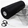 Bobina 12,5 cm 100 mt rotolo tulle decorazioni bomboniere colore NERO art  CARUSONERO125.38