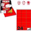 MARKIN Etichetta adesiva C/500 rosso fluo 100fg A4 70x36mm (24et/fg) Markin