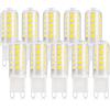 DiCUNO Lampadina LED G9 bianco freddo 6000K, 3W equivalente 30W alogena, Non dimmerabile, 410lm, CRI 85, Piccola lampadina G9 a risparmio energetico per lampadario e bagno ecc, 10 Pezzi