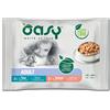 Oasy gatto wet adult tonno e salmone multipack 4x85 gr