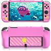 HEATFUN Switch OLED Custodia Rosa, Switch OLED Custodia Protettiva con Manopole per Pollice e Switch Game Case - Rosa