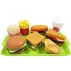 PFLYPF Set di 9 giocattoli per simulazione di cibo, mini bambini, kitchen, giocattoli per bambini, giocattolo per bambini, hamburger hot dog French Fries Tray Gift Set, adatto per bambini dai 3 anni in su