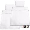 Beautissu Set di 2 Copripiumino 135x200 Julie - Federa Cuscino 80x80 - Biancheria da Letto Singolo, in 100% Cotone, Dotato di Cerniera - Bianco