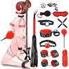 Qoosea Set Bondage 11 Pezzi, Sex Toys SM Crazy Game Perfetto per I Principianti e Gli Esperti,Giocattoli Sessuali in Pelle Fetish con Manette Caviglia Maschera Morsetti Capezzoli per le Coppie