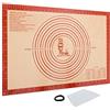 Folksy Super Kitchen SUPER KITCHEN Tappetino da Forno in Silicone Antiaderente con Raschietto 60×40cm, Tappetino da Pasticceria Antiscivolo, Tampone per Impastare, Stuoia per Impasti, Pizza, Pasta, Pasticcino (Rosso)
