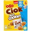 ORO SAIWA Oro Ciok Mini Cookies, Mini Biscotto Cookies Ripieno di Gocce di Cioccolato al Latte, Merenda Semplice e Golosa, Fonte Naturale di Fibre, Senza Coloranti e Conservanti, 160g (4 monoporzioni da 40g)