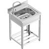 Vockol Lavello in Acciaio Inox Autoportante 1 Vasca, 55 × 50 × 94 cm Lavandino Commerciale con Rubinetto, Lavello da Cucina Professionale per Cucina, Ristorante, Bar, Caffè, Garage, Interno e Esterno
