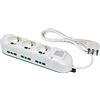 FANTON 481223-B Multipresa elettrica 9 posti con 3 prese universali e 6 prese bivalenti italiane laterali ciabatta spina grande 16A cavo 3mt colore bianco