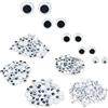 Relaxdays Occhi Adesivi per Lavoretti, 1000 Occhietti Mobili per Bricolage & Fai da Te, 5 Misure, 5-10 mm, Bianco/Nero