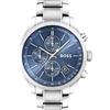 BOSS Orologio Cronografo al Quarzo da Uomo di 44 mm Collezione GRAND PRIX con Cinturino in Acciaio Inossidabile e Cadran Blu, Funzione Data, 3 Sottoquadranti, Resistenza all'Acqua 3ATM - 1513478