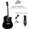 EKO RANGER CW EQ BLACK CHITARRA ACUSTICA ELETTRIFICATA NERA + TRACOLLA +CAVO