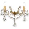 Ideal Lux FLORIAN APPLIQUE A PARETE ORO CRISTALLO MOLATO E VETRO 2 LUCI ATTACCO E14