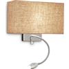 Ideal Lux HOTEL APPLIQUE LED 3000K 1,5W 50 lm + 1 LUCE ATTACCO E27 DOPPIO INTERRUTTORE CROMO E CANVAS