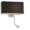 Ideal Lux HOTEL APPLIQUE LED 3000K 1,5W 50 lm + 1 LUCE ATTACCO E27 DOPPIO INTERRUTTORE CROMO E NERO