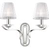 Ideal Lux PEGASO APPLIQUE A PARETE CON PARALUMI IN ORGANZA 2 LUCI ATTACCO E14 BIANCO E CROMO CON CRISTALLI
