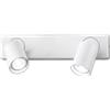 Ideal Lux RUDY ROUND APPLIQUE A PARETE ORIENTABILE 2 LUCI ATTACCO GU10 LAMPADINE INCLUSE BIANCO