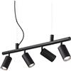 Ideal Lux DYNAMITE SOSPENSIONE CON 4 FARETTI ORIENTABILI TONDI ATTACCO GU10 LAMPADINE INCLUSE NERO