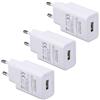 ZLONXUN Caricatore Alimentatore USB 5V/2A da 3 Pacchi Caricabatterie USB Presa Spinotto Compatible with iPhone,Samsung Galaxy,Huawei,Redmi,BlackView,e-Reader,Tavoletta,Console,Auricolare (3 packs)