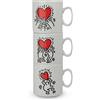 Egan Mug Collezione Keith Haring. Oggetto Realizzato in Porcellana di Colore Bianco e Rosso. Dimensione: 26X8,5X10 cm. La referenza è PKHSET/3