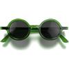 LONDON MOLE Occhiali Occhiali da sole Moley | Occhiali rotondi | Marchio di moda | Protezione UV400 | Uomo Donna Unisex | Cerniere a molla | Verde trasparente lucido | Lente nera