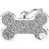 MyFamily Medaglietta Shine per Cani Personalizzabile Osso Glitter Grigio, l