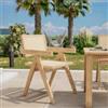 DEGHI Sedia da giardino con braccioli in rattan naturale gambe in legno - Chandy