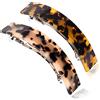 FSMILING Tartaruga rettangolare automatico fermagli per capelli signore grande francese clip per capelli barrette celluloide leopardo fermagli per capelli grandi per capelli lunghi fini e spessi,2pack
