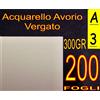 New Paper 200 FOGLI CARTA ACQUARELLO AVORIO X STAMPANTI LASER INKJET A3 300GR