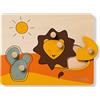 hauck Puzzle N Sort, Leone - Puzzle in Legno con Pomelli per Bambini a Partire da 1 Anno - Gioco Educativo con Animali Favorisce Motricità Fine e Coordinazione Occhio-Mano - 22 x 17 x 2 cm