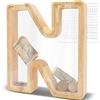 DBPBToU Salvadanaio a Forma di Lettera in Legno, Grande 23 * 4 * 23cm, Apribile Personalizzato Trasparente, per Regalo di Compleanno/Decorazione Domestica/Ricordo (N)