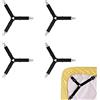 LUOHONG 4 Pezzi Cinghie per Lenzuola Regolabili, Clip per Lenzuola triangolari, Cinghie per Lenzuola triangolari Regolabili a 3 Vie, Attacco per Lenzuola, Clip di Fissaggio, Clip per Lenzuola (Nero)