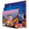 INFORMA Cornice portafoto a LED effetto legno, 3 cambi, motivo: città europee, senza cornice, 50 x 50 cm, 27 LED, motivi intercambiabili con stampa diretta UV