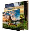 INFORMA Cornice portafoto a LED effetto legno, 3 cambi, motivo: Asia, senza cornice, 50 x 50 cm, 27 LED, motivi intercambiabili con stampa diretta UV