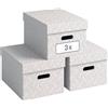 Leitz von Leitz 61410001 - Set di 3 contenitori con coperchio, 15 l, Medium, 100% cartone riciclato, design geometrico, per scuola, studio e casa, 3 pezzi, colore: Bianco
