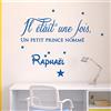 Ambiance Sticker Adesivo con Nome Personalizzato, Motivo: L'Era Una Volta Un Principe, Decorazione da Parete per Camera dei Bambini, 2 Fogli da 20 x 40 cm e 40 x 25 cm, Blu Marino