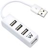 Ewent EW1122 Hub USB 2.0, 4 Porte USB 2 480 MBps, Cavo 12 cm, Bianco