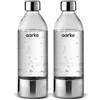Aarke 2 Pacchi Bottiglie per Gasatore d'acqua Carbonator 3, senza BPA con Dettagli in Acciaio (800ml)