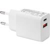 POLY POOL - PP4829 Caricatore Cellulare 2 Porte USB A+C - Alimentatore USB 2A, 2.22A, 3A, 1.5A, 1.67A - USB Charger Carica Veloce - Caricatore Smartphone Bianco - Alimentatore USB C 20W / A 20W