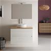Parama Mobile bagno sospeso 100cm rovere albino con top per lavabo in appoggio e specchio | Yukon