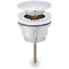 Parama Piletta di scarico click-clack universale per lavabo e bidet senza troppo pieno in ottone cromato con stelo | Nurek
