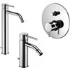 Paffoni set miscelatori lavabo alto, bidet scarico automatico e incasso doccia 2 vie a pulsante cromato mod. Light