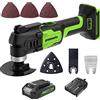 Greenworks G24MTK2 Utensile Multifunzione a Batteria Oscillante 6 Velocità Regolabili da 5000 a 18000 con 5 Accessori con 2Ah Batteria