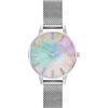 Olivia Burton Orologio Analogico al Quarzo da Donna Collezione RAINBOW con Cinturino in Maglia Metallica in Acciaio Inossidabile Argentato - OB16RB26