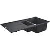 Grohe K400 Lavello in Materiale Composito con Gocciolatoio, Vasca e Mezza e Gocciolatoio, Granite Black, 100 x 50 cm
