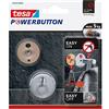 Tesa Powerbutton - Gancio autoadesivo universale, in metallo cromato, portata massima 5 kg, colore: Argento lucido